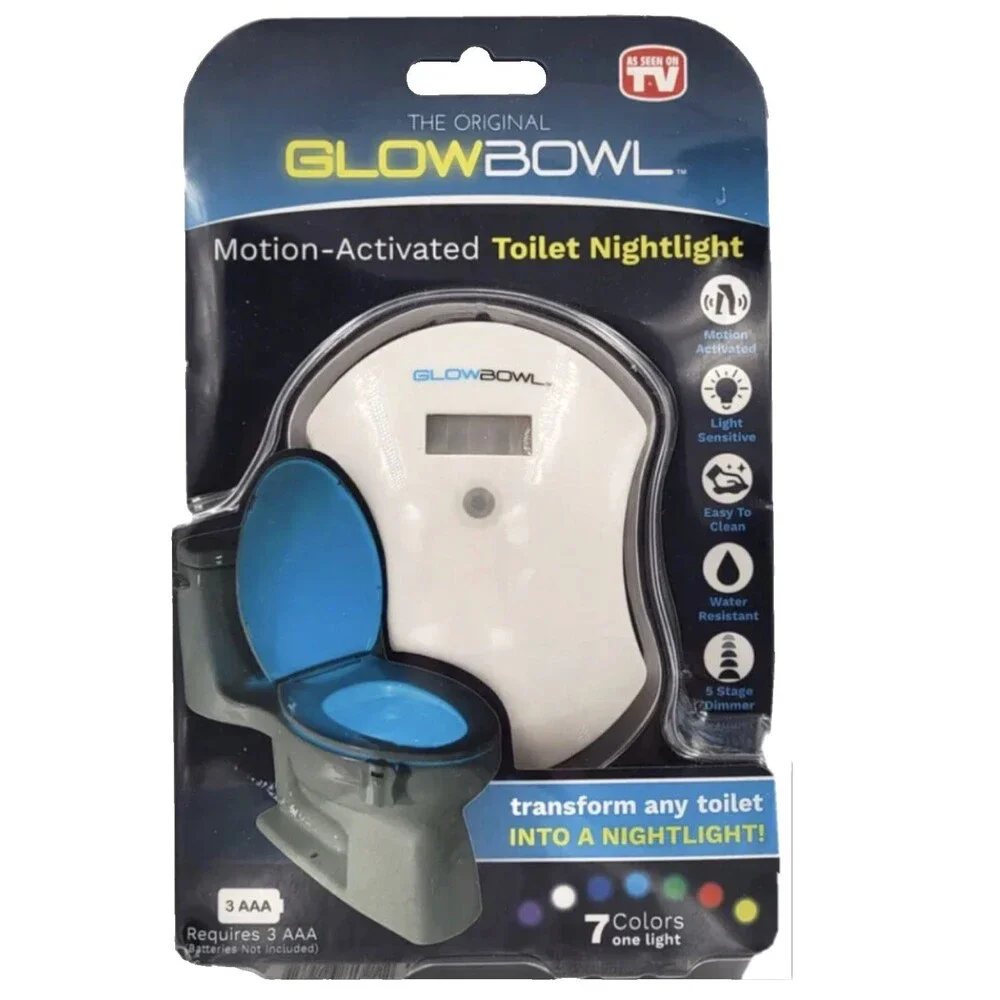 Glowbowl Motion Sensor LED Toilet Night Light Color Changing Bathroom Bowl Light